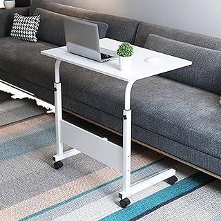 Carrello da tavolo per laptop con tavolino mobile, tavolo per pallet, tavolino laterale per divano regolabile, scrivania portatile con ruote, scrivania per laptop per studenti (Colore : Nero, Dimens