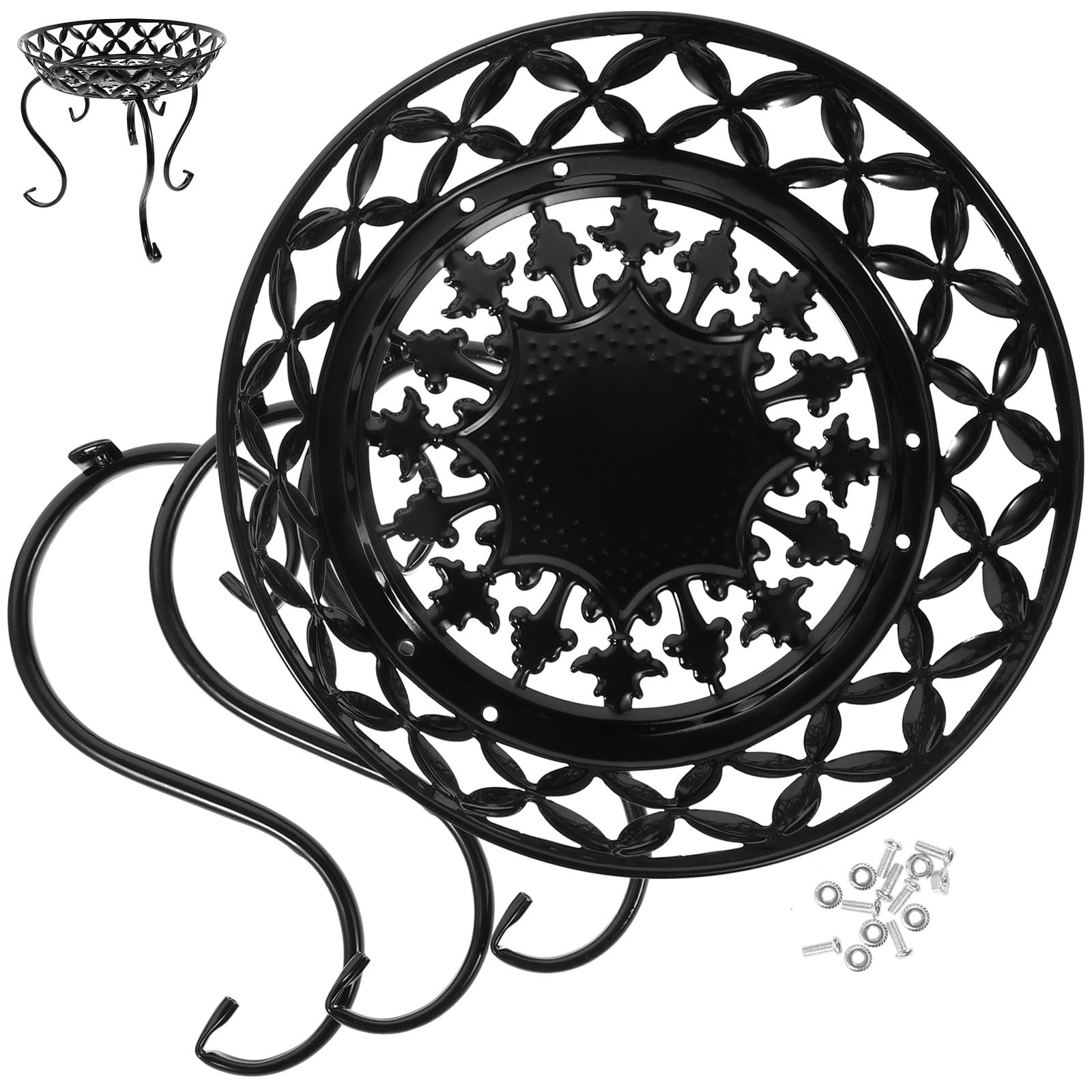 Support pot de fleur en fer noir durable avec haute capacité de charge