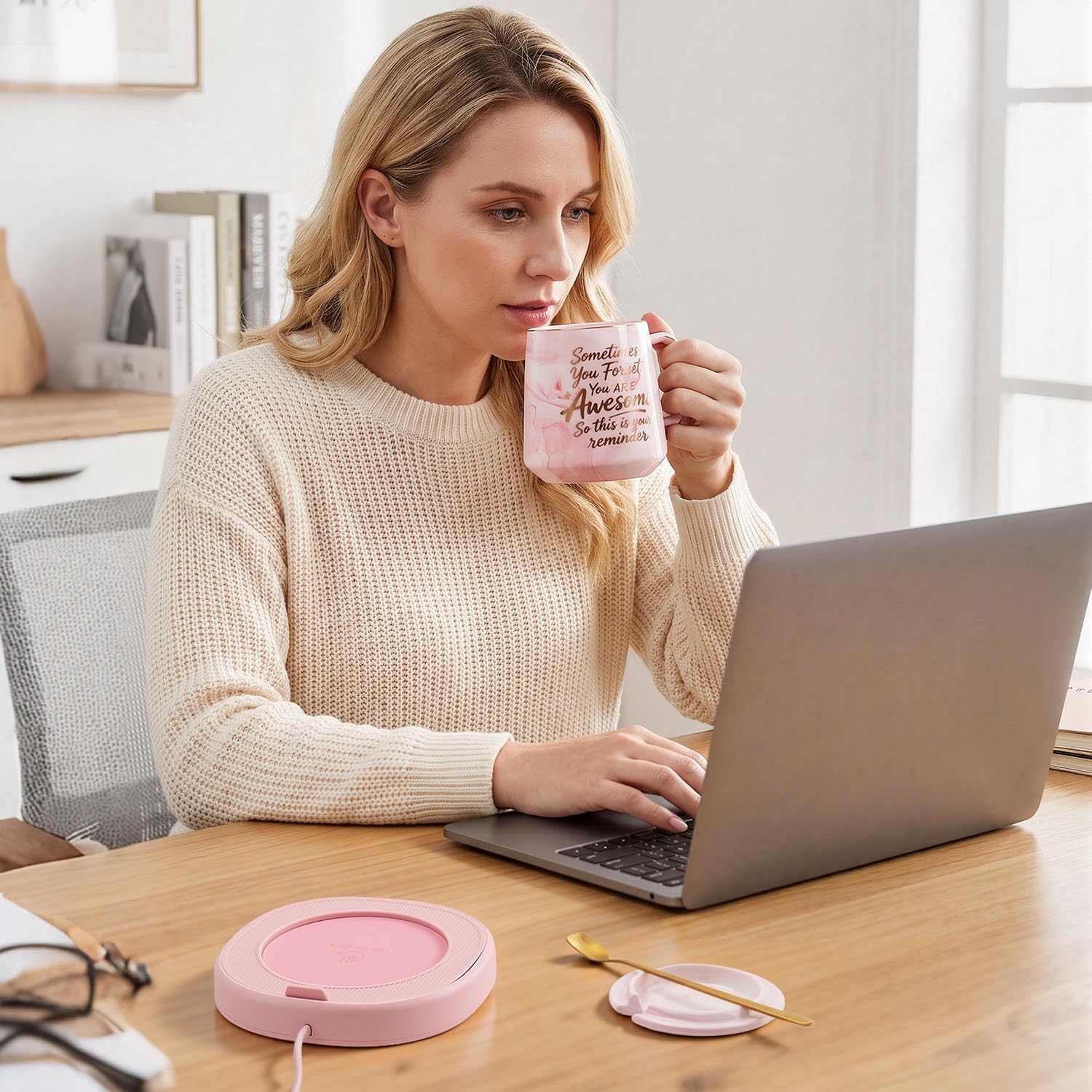 Coffee Mug Warmer Set Smart Heated Electric Tea Coffee Cup Warmer for Desk