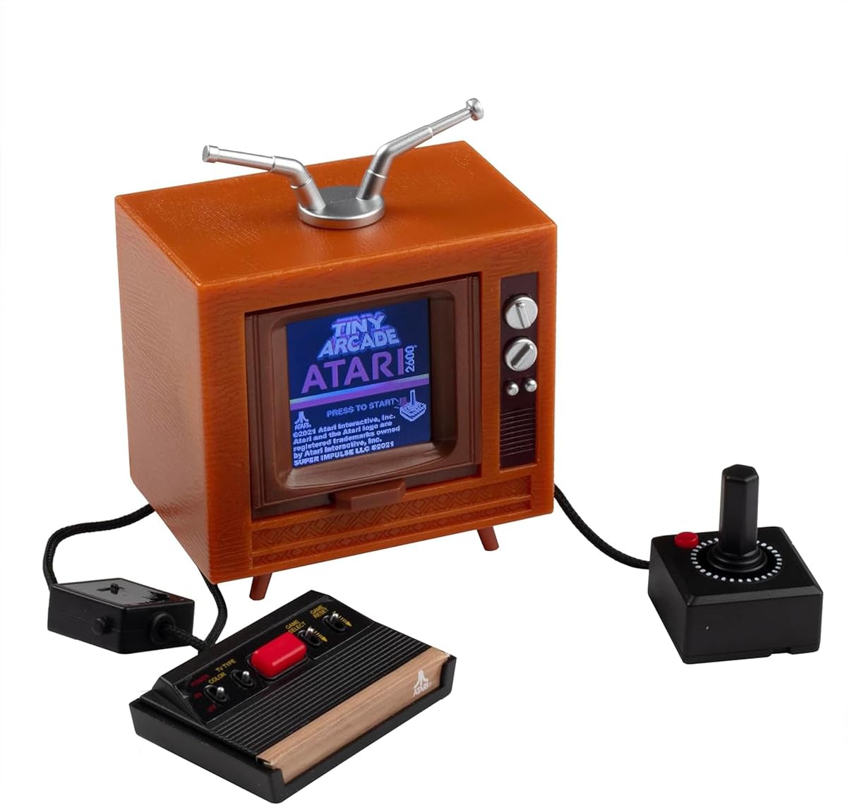 Tiny Arcade Atari 2600 Mini consola TV y controlador retro jugable de 3,5 pulgadas con 10 juegos clásicos, incluidos Pac-Man y Breakout, sistema de juegos vintage portátil con sonido, regalo para niños y adultos a partir de 8 años