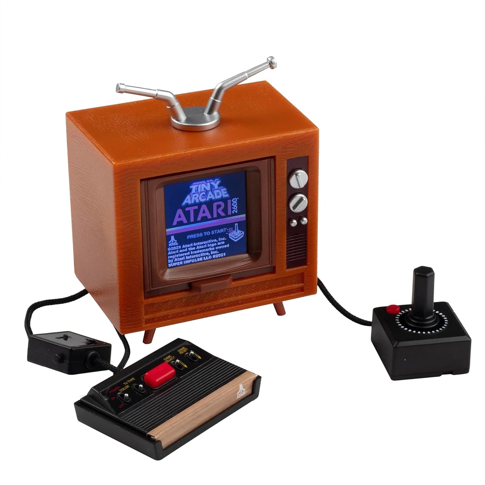 Tiny Arcade Atari 2600 Mini Console 3.5” Playable Retro TV & Controller with 10 Classic Games Including Pac-Man & Breakout -Portable Vintage Gaming System w/ Sound - Gift for Kids & Adults Ages 8+