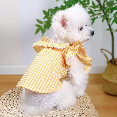 Ropa para perros pequeños, vestidos de verano para niña, lindo vestido de princesa con lazo, ropa para mascotas, trajes de vacaciones de encaje,
