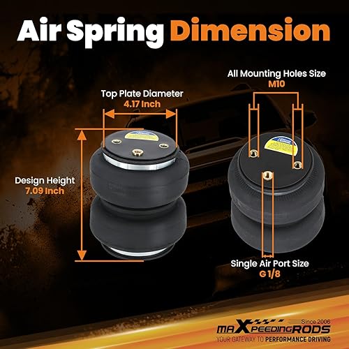 Vista 4 de maXpeedingrods Bolsa de suspensión de aire de repuesto 2500lb con amortiguador interno para GMC Silverado Sierra 1500 para Ford