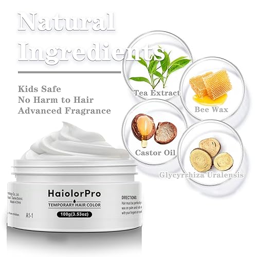 Miniatura 3 de HaiolorPro Cera de tinte temporal gris lavable para el cabello, spray de color para el cabello no permanente para niños, cera de pintura de