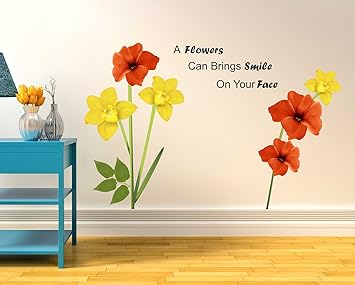 Wallstick Flowers with Quotes wallstickers (Vinyl 110 cm x 70 cm)