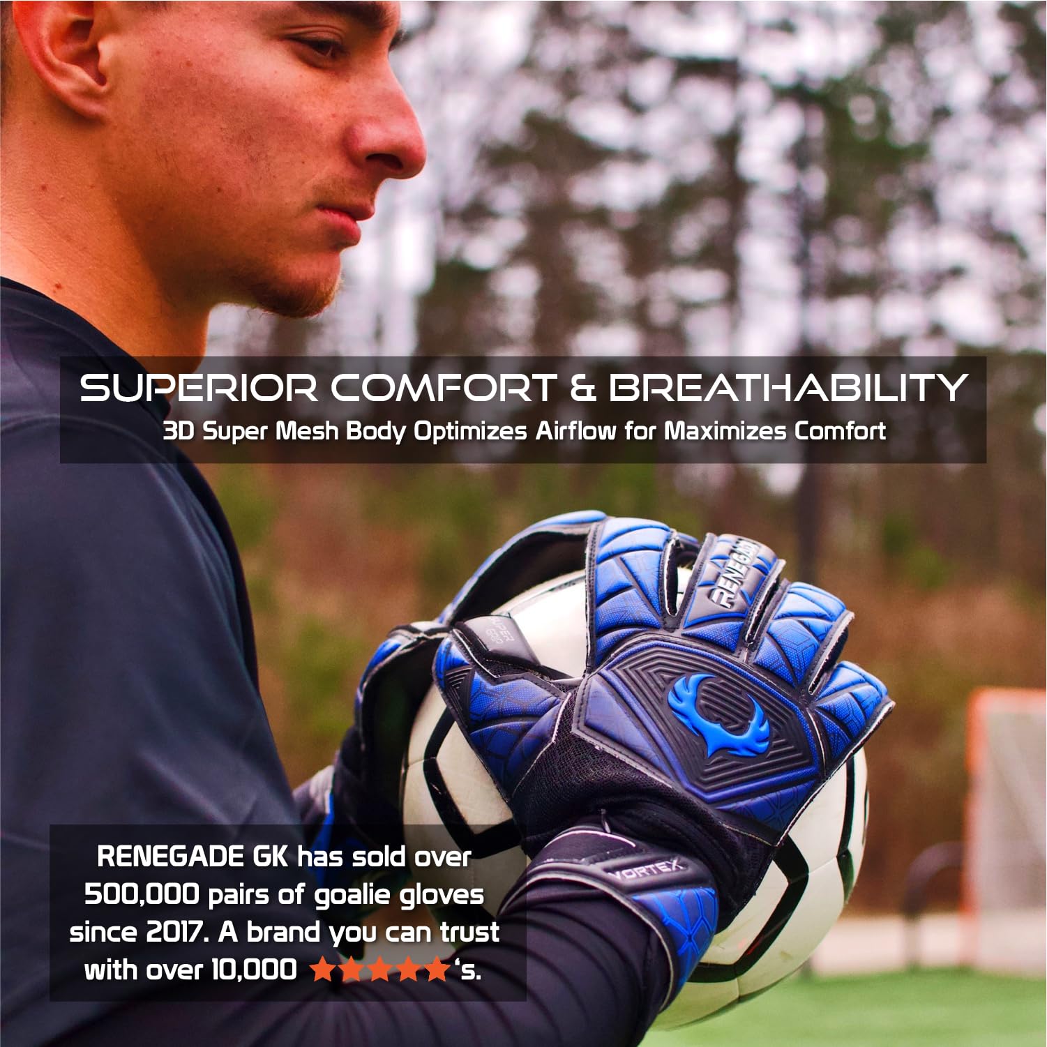 Renegade GK Vortex Guantes De Porteros con Microbe-Guard (Talla 6-11, 3 Estilos) | 3.5+3mm Hyper Grip |Guante del Portero De Alto Nivel | Mejor Agarre, Protección Y Comodidad | Adulto, Niños