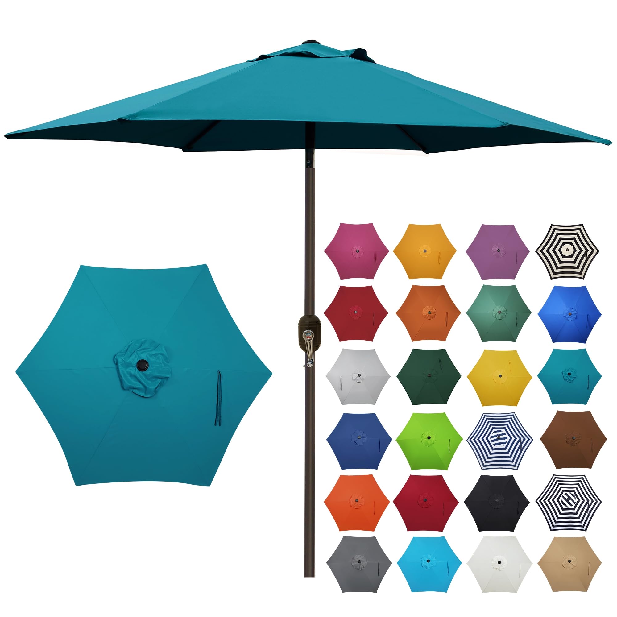 7.5 ft Patio Umbrella Yard Umbrella Outdoor Market Umbrella with Push Button Tilt Crank Creamy White product thumbnail 2