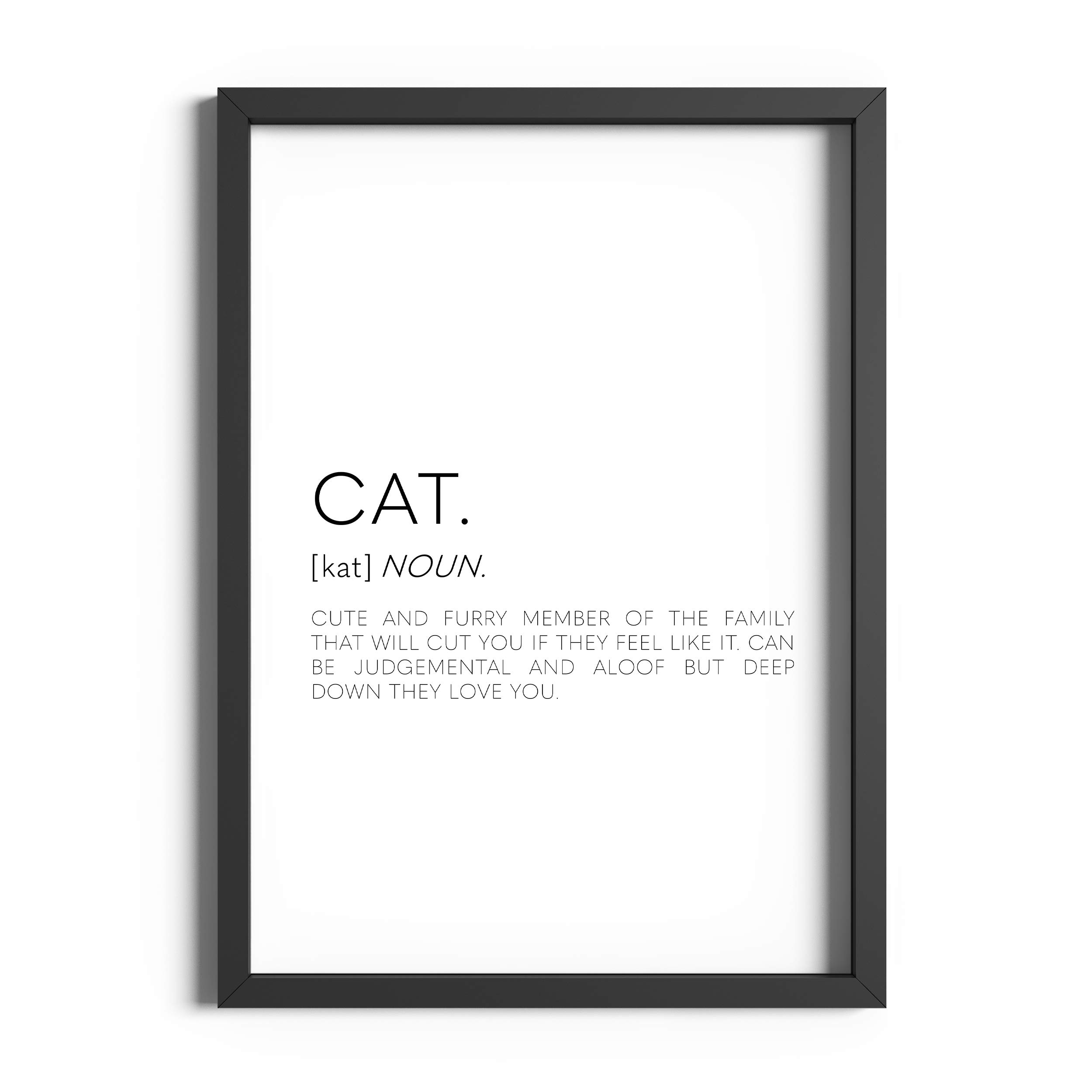 ETEKNIC Cat Definition Wall Art Prints Décor Black And White Quote Posters Accessories Gifts For Cat Lovers Sign Home Décor Unframed Bed Room A6 A5 A4 A3 (A6 (105x148mm))