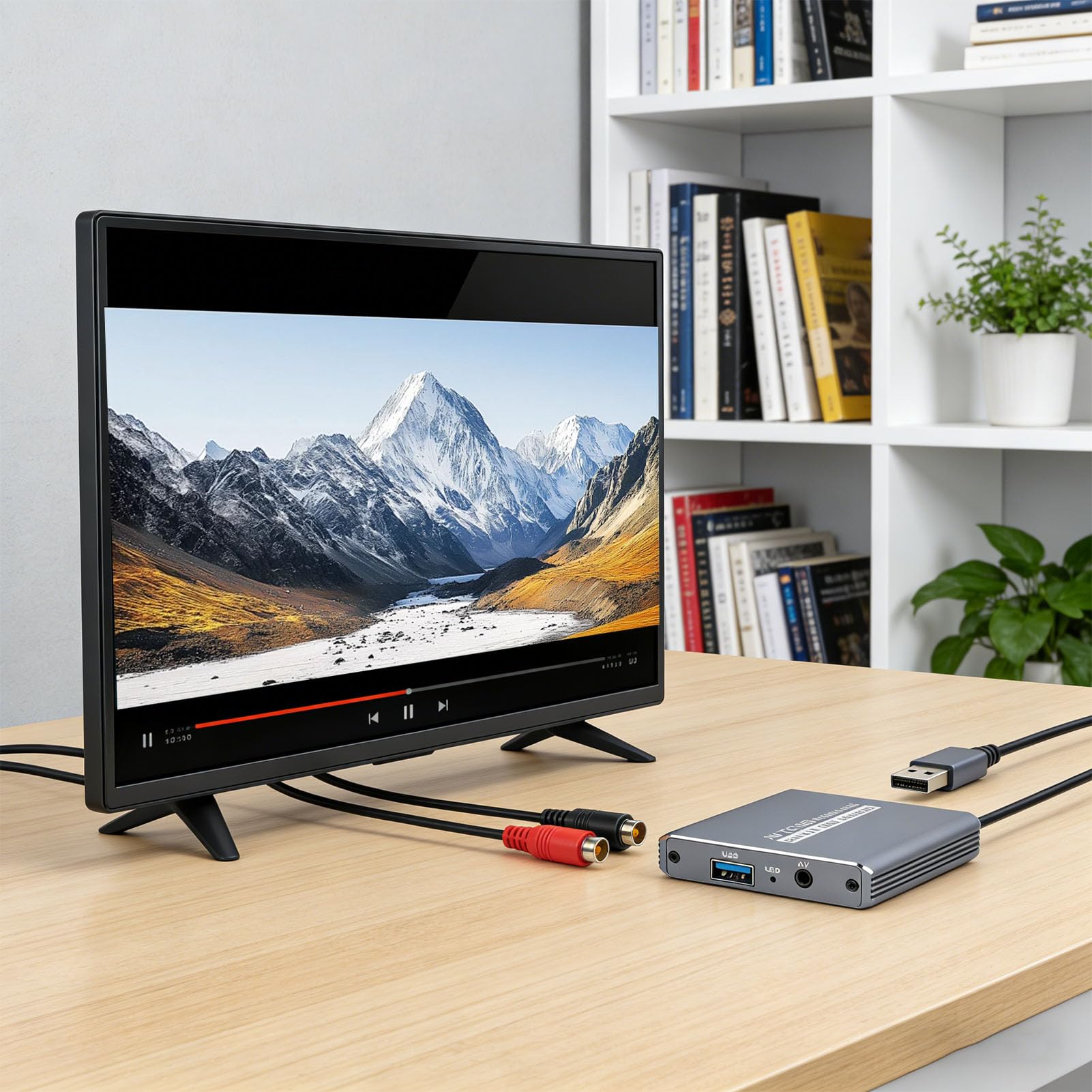 Convertitore da VHS a Digitale, Convertitore da AV a HDMI, Scheda di Acquisizione Video USB, per Videoregistratore Hi8 VHS in Digitale 1080P per PC, Vecchi Nastri in MP4