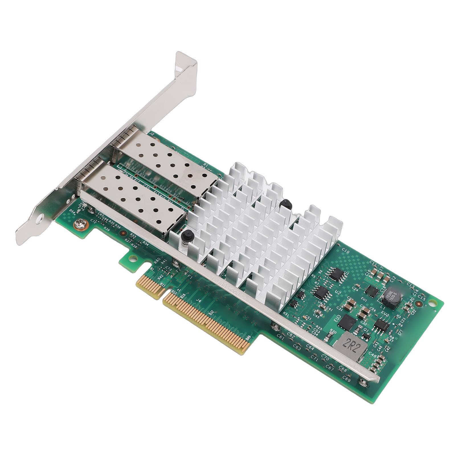 Fabater Adattatore Affidabile per Scheda di Rete in Fibra Ottica PCI-E X8 con Doppia Porta SFP+ da 10 GB per Diversi Sistemi Operativi 1x