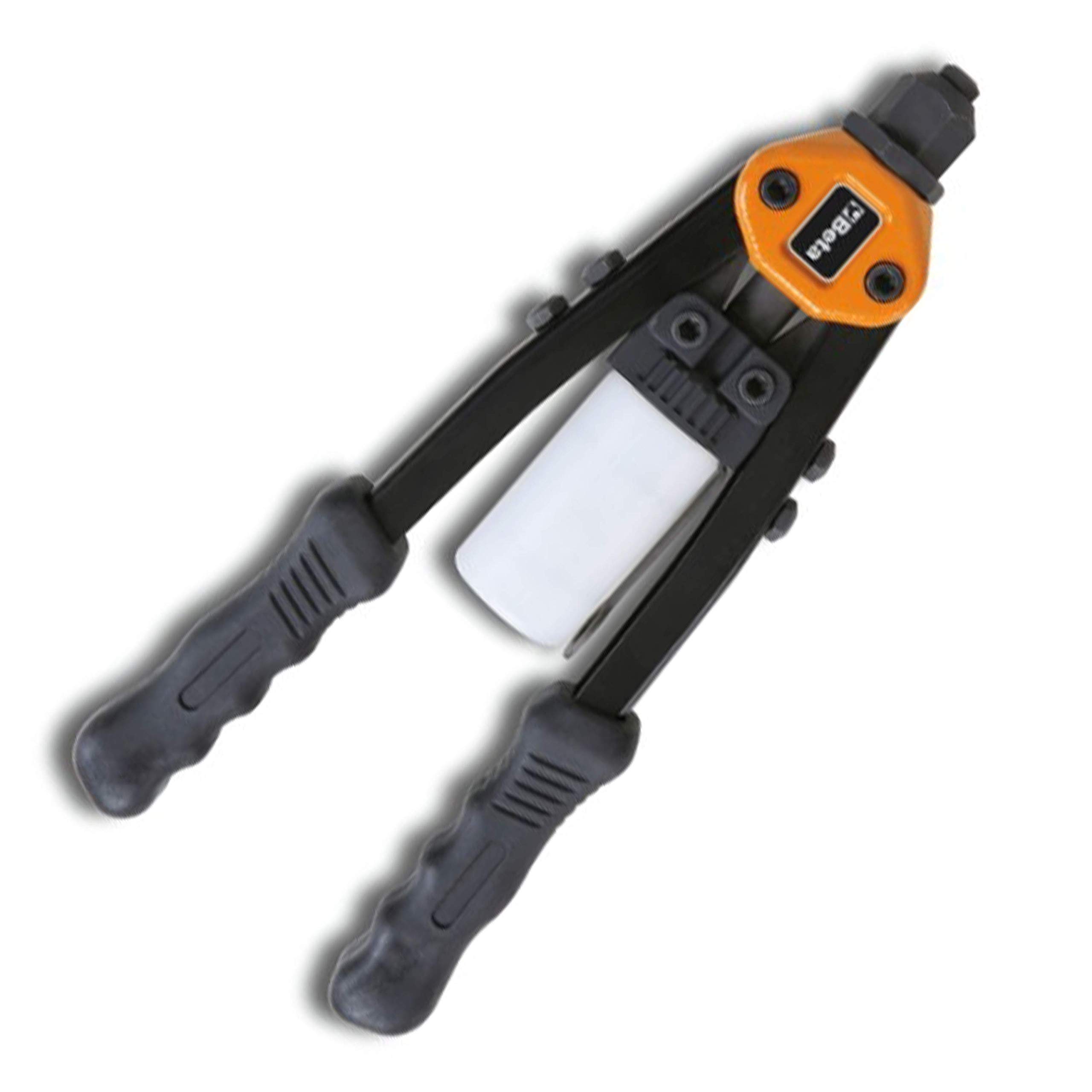 BETA - Rivettatrice di Potenza Compatta Professionale con Serbatoio Porta Steli e 5 Testine, per Rivetti Alluminio Acciaio Inox 2,4-6,4 mm, Lunghezza 330 mm, 1740B 330