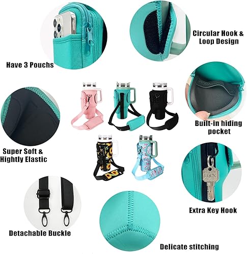 Miniatura 5 de LMYUHONG Soporte para botella de agua para Stanley con bolsa para correa, se adapta a Quencher Adventure de 40 onzas, accesorios de copa Stanley