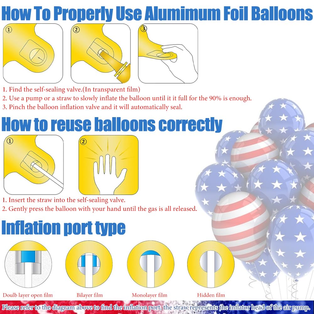 USA-Luftballons Zum 4. Juli – Set Mit Buchstaben, Flaggen & Sternen – Alufolie, Wiederverwendbar – Perfekt Für Partys, Feiertage & Events