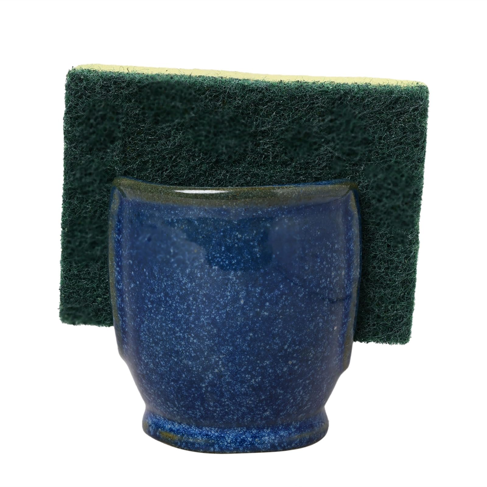 QimacPlus Overseas Sponge Holder with Sponge - Handcrafted Blue Ceramic U-Shaped Sponge Holder Sponge for Stylish and Hygienic Kitchen Organization and Decor-image-25