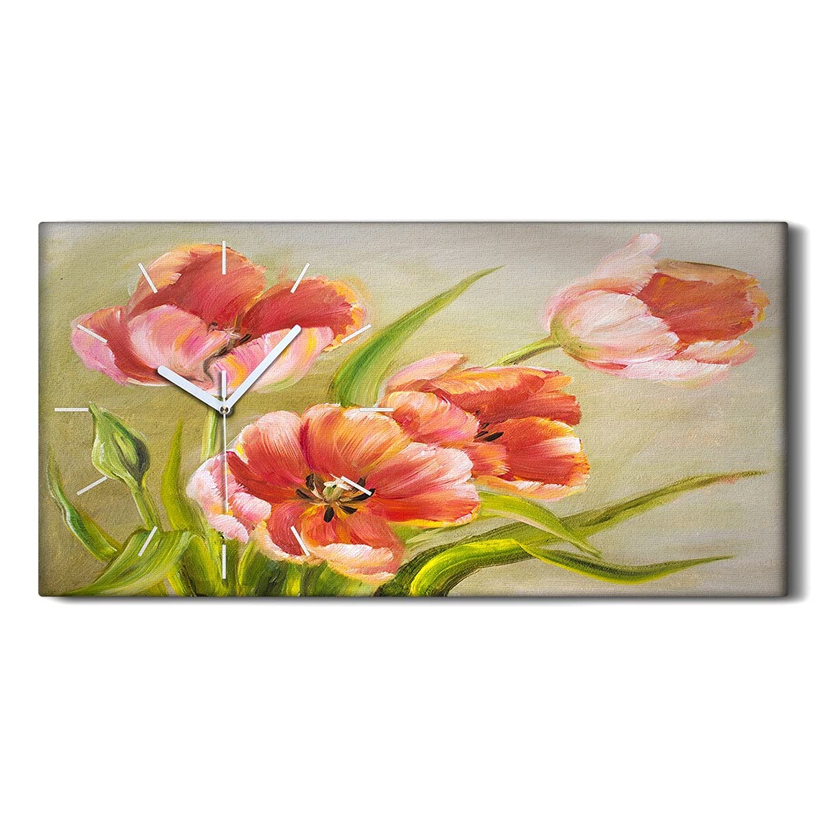 Horloge sur toile de qualité supérieure art moderne floral silencieux 60x30cm