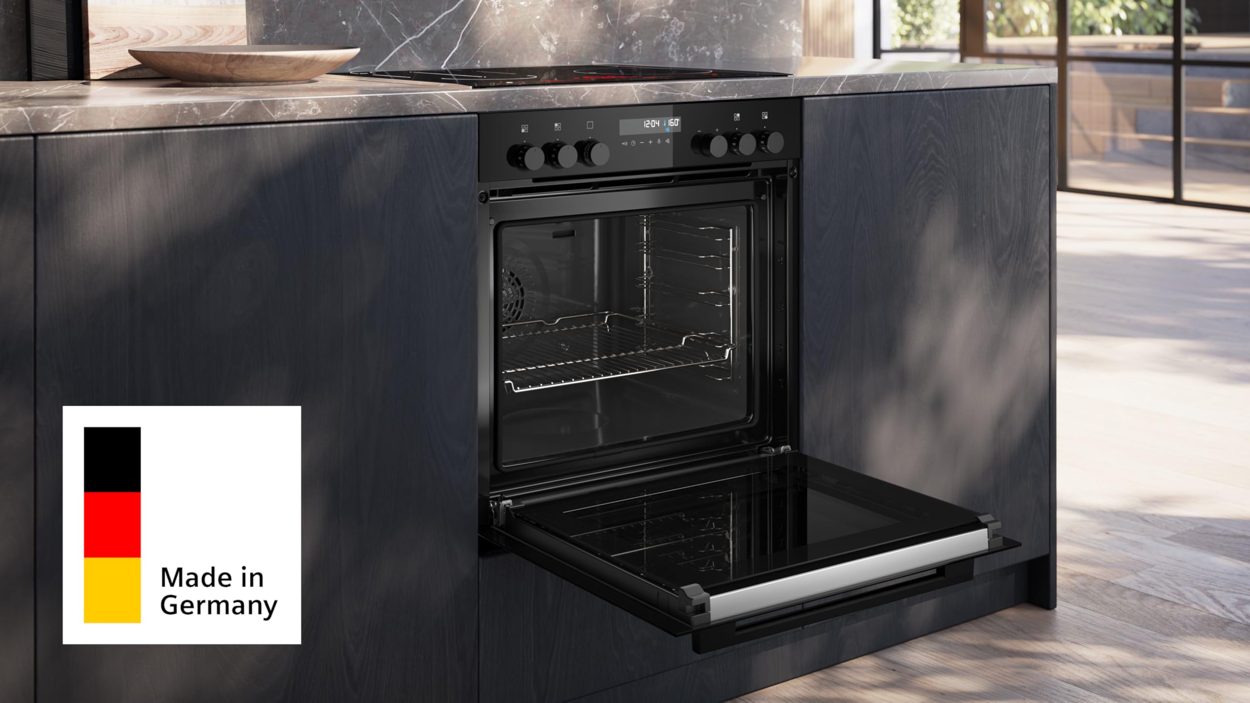 Siemens iQ500 Einbauherd 60 x 60 cm Deep black inox schwarz HE278GBB3 | Made in Germany, activeClean®, Kindersicherung, 71 l Nutzinhalt, Pyrolytisch+Hydrolytisch, coolStart ohne Vorheizen