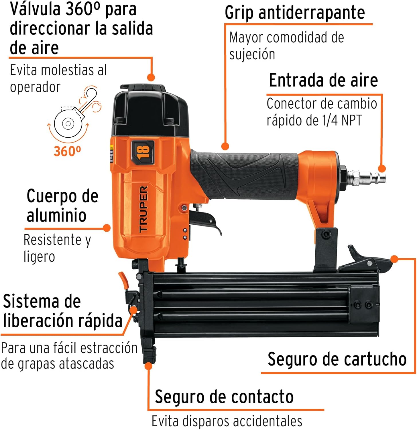 Truper CLNEU-2 2" Neumatic Nailer w/Plastic Case