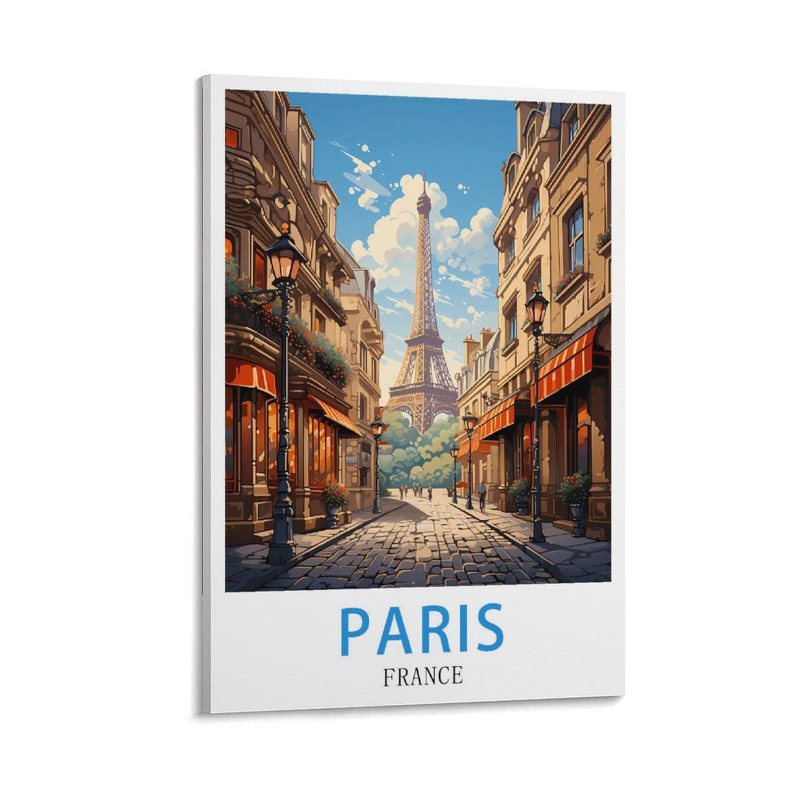 Lhjoiun Frame-Style Paris France Vintage Travel Posters 12X18inch(30X45cm) Art Canvas Print For Living Room Bedroom Home Decoration Modern Art