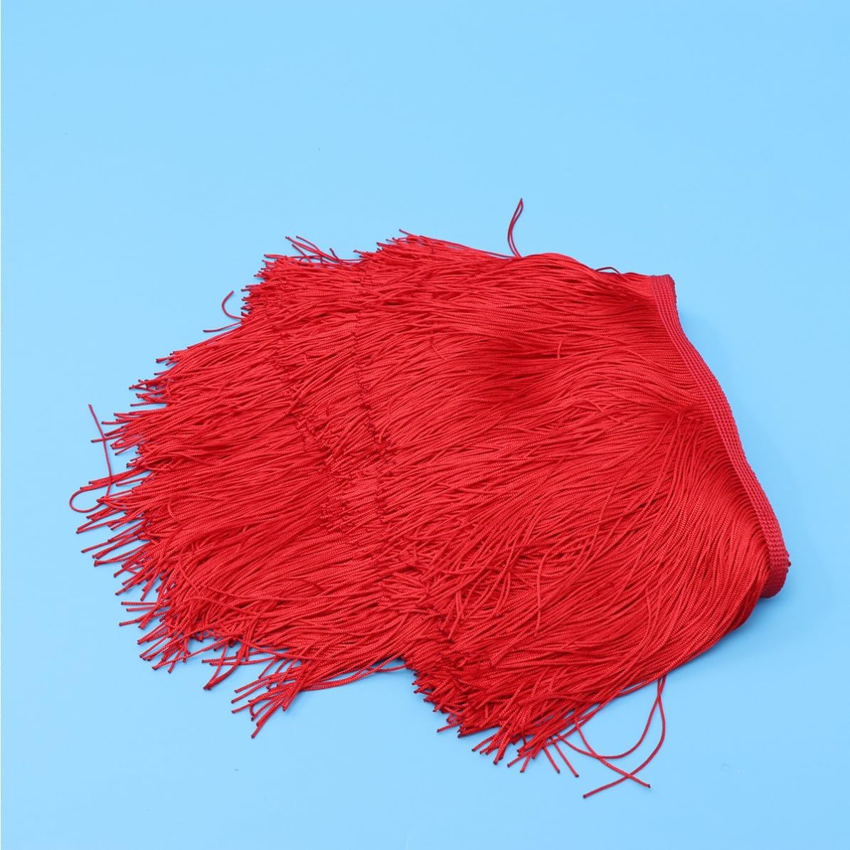 Red Polyester Yarn Lace Fringe Trim for Latin Gown, 15cm Wide