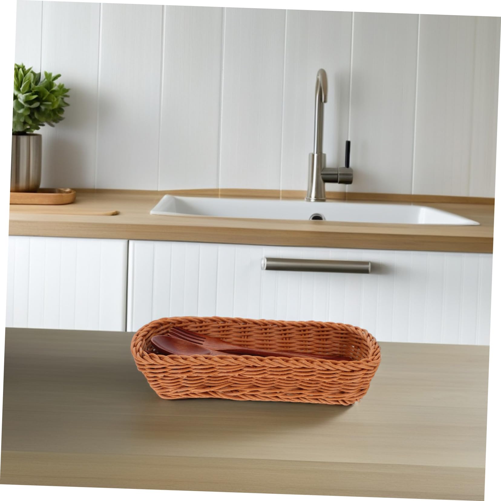 TOYANDONA Cesta para Cubiertos de Plástico PP Rectangular Compacta y Reusable para Almacenamiento de Palillos y Utensilios en Cocina