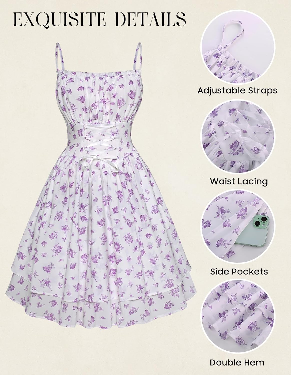 Scarlet Darkness Women Corset Floral Dress Spaghetti Strap Mini Sundress for Teens - Image 4