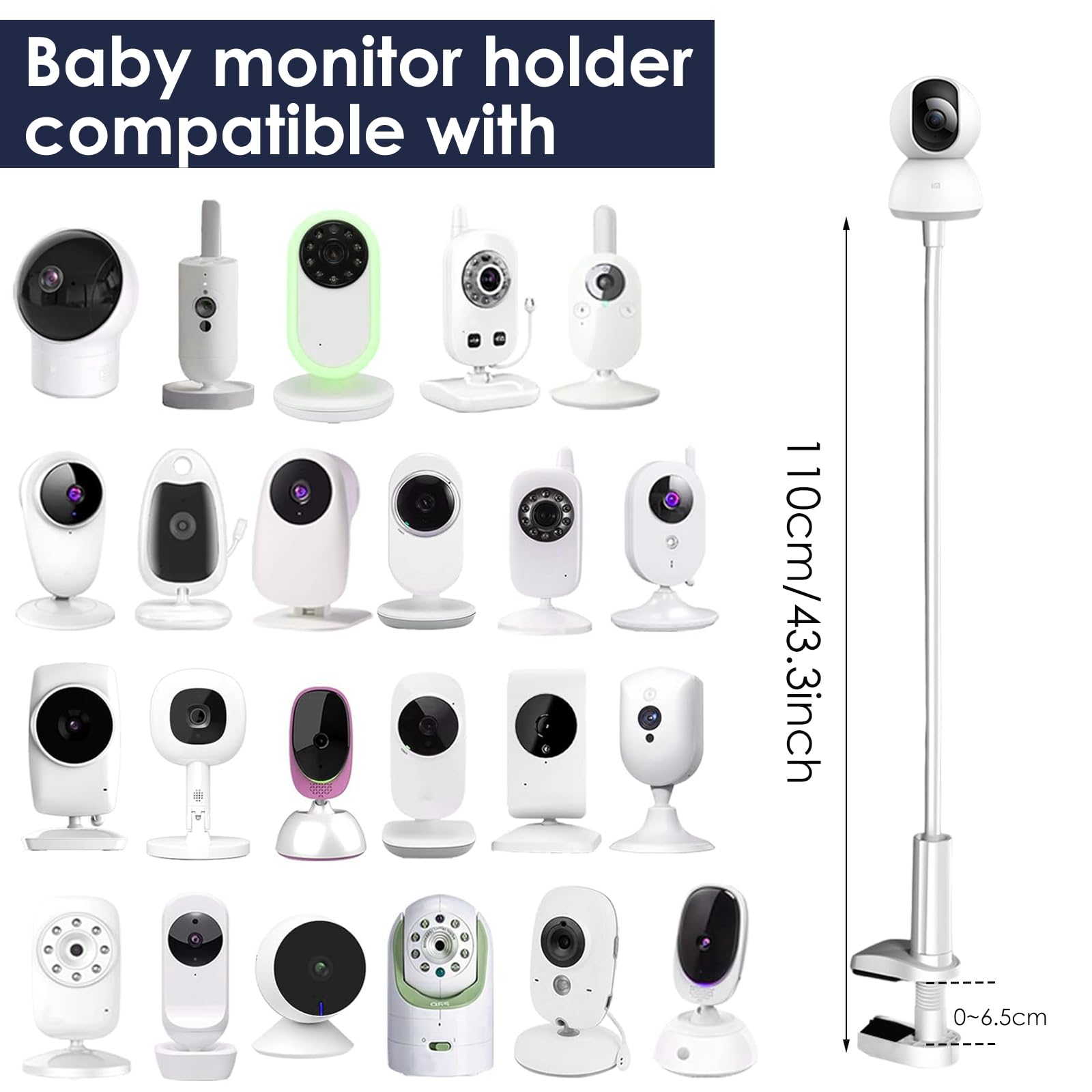 Supporto per Fotocamera per Baby Monitor, Supporto per Monitor più sicuro Baby, Montare la Mensola senza Forare Supporto Compatibile con la Maggior Parte dei Baby Monitor