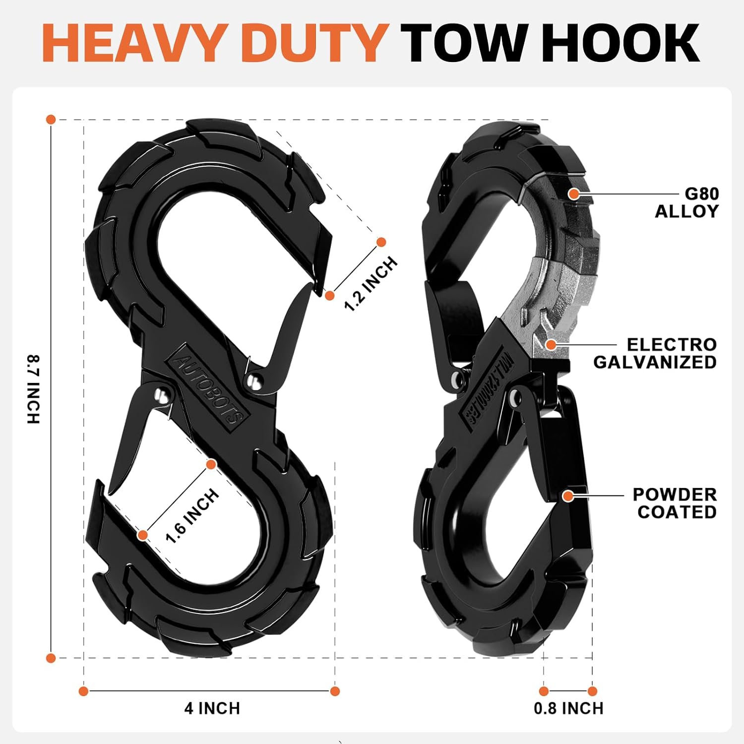 AUTOBOTS Tree Saver Strap with S-Shaped Hook Recovery Tow Strap Kit