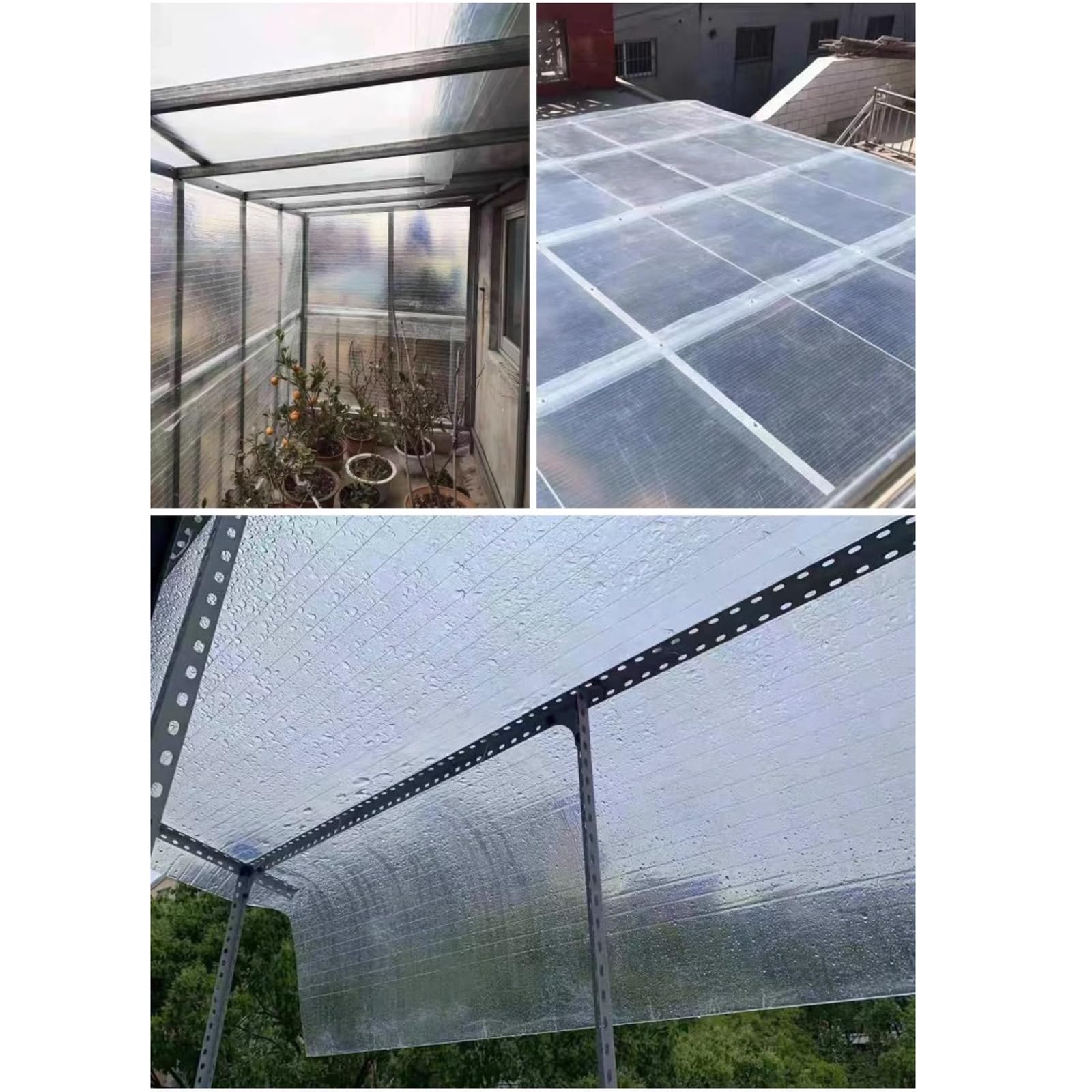 Láminas de Policarbonato Planchas Impermeable Transparente,Placas Resistentes a los Rayos UV,Panel para Exteriores,Invernaderos,Techos,Fácil de Doblar y Cortar,Personalizable (0.6*5m)