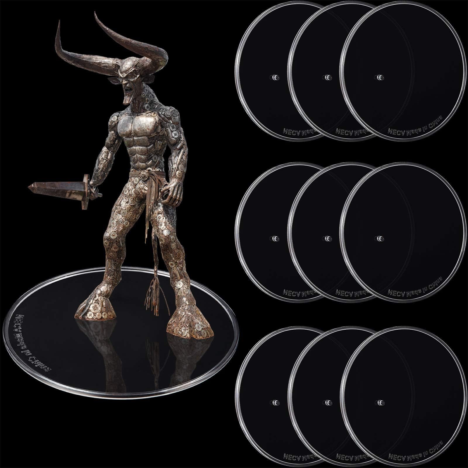 Outus 10 Pieces Plastic Action Figure Display Stands Round Figure Stand Miniature Bases for 6 - 8 Inches Figures (White)