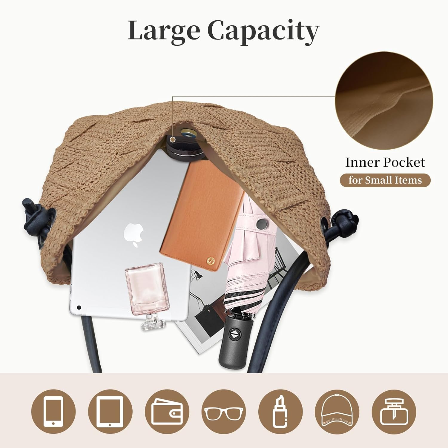 Women's Straw Hobo Tote Bag Handmade Summer Beach Purse Woven Shoulder Handbag 2026