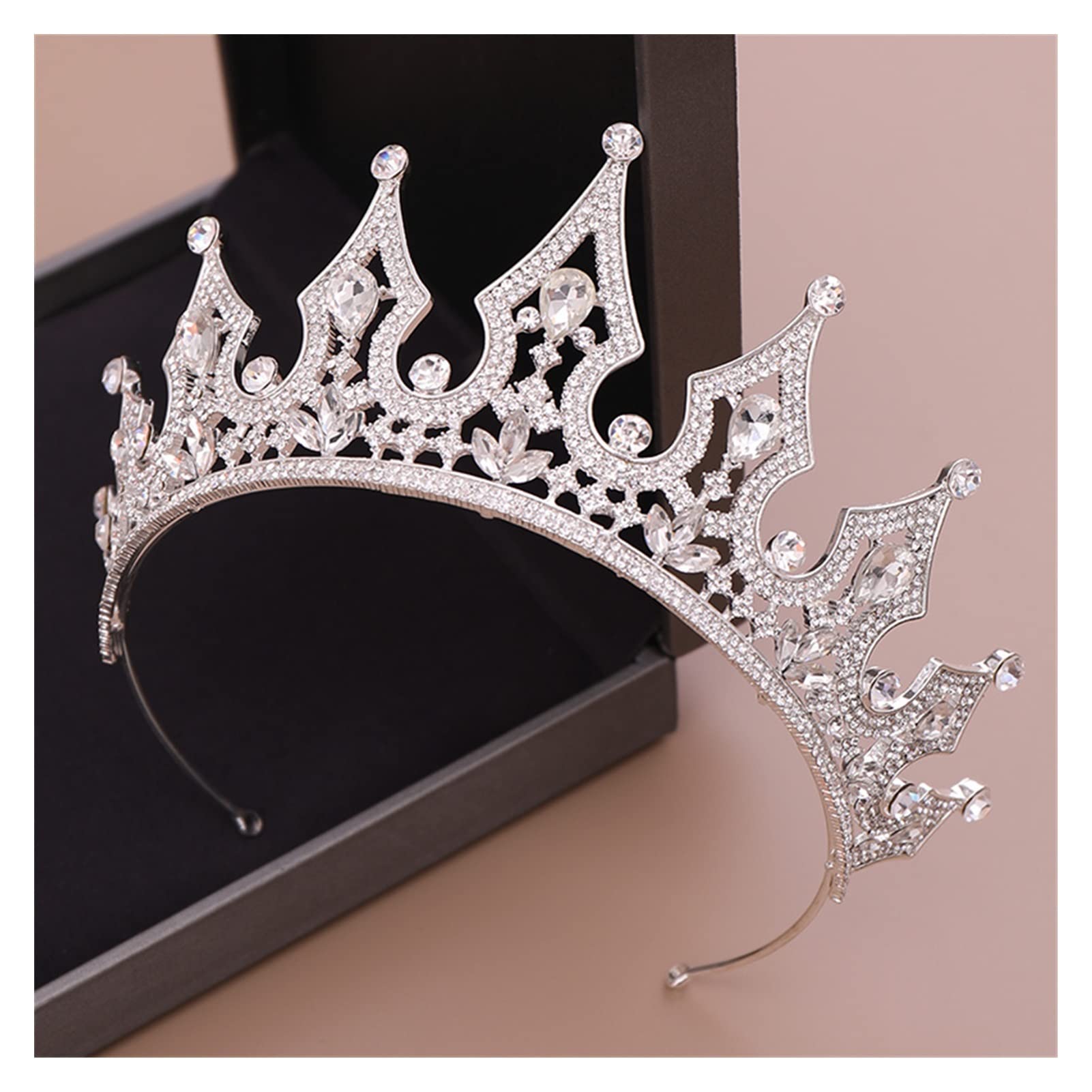 Korony ślubne dla narzeczonych Kryształ Rhinestone Królowa Diadem Nakrycie głowy panny młodej Akcesoria do włosów Pałąk Kryształowa tiara Korona Nakrycia głowy Tiara (Kolor metalu: Złoty kolor)