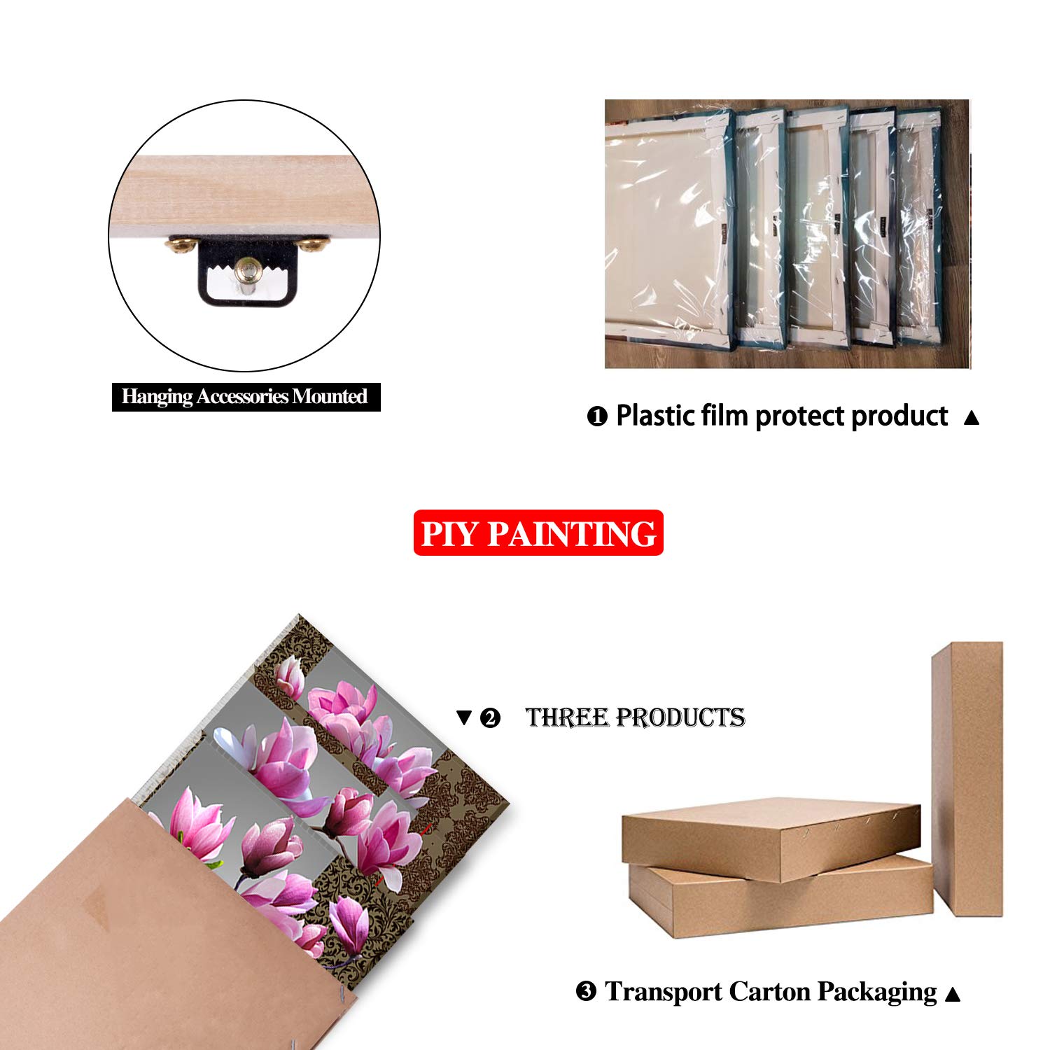 Piy Painting Eleganckie obrazy ścienne, 3 panele, elegancki obraz na płótnie z orchideą – pełne kwitnienie kwiatów, wydruki na płótnie z ramą, gotowe do powieszenia, sztuka dekoracyjna do sypialni