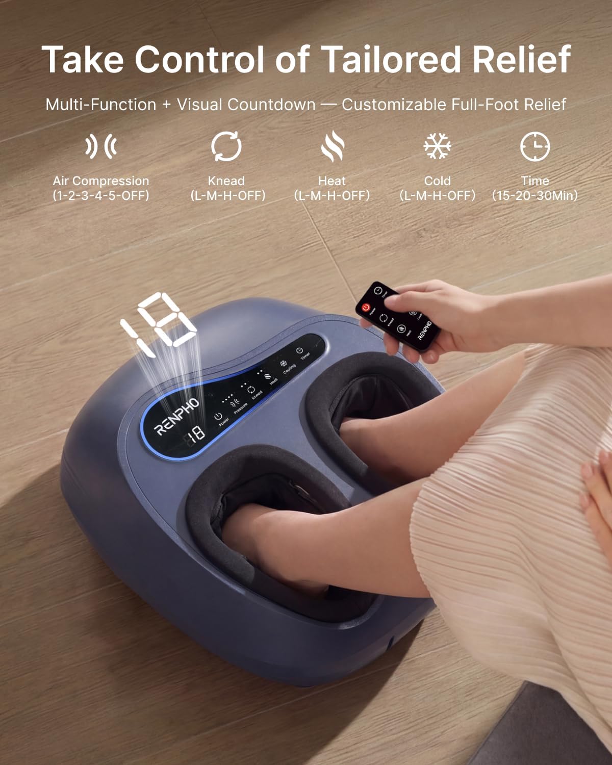 RENPHO Thermacool 2-in-1 Foot Massager with Heat & Cold Eyeris 3 Eye Massager with Heat and Cooling Voice Control