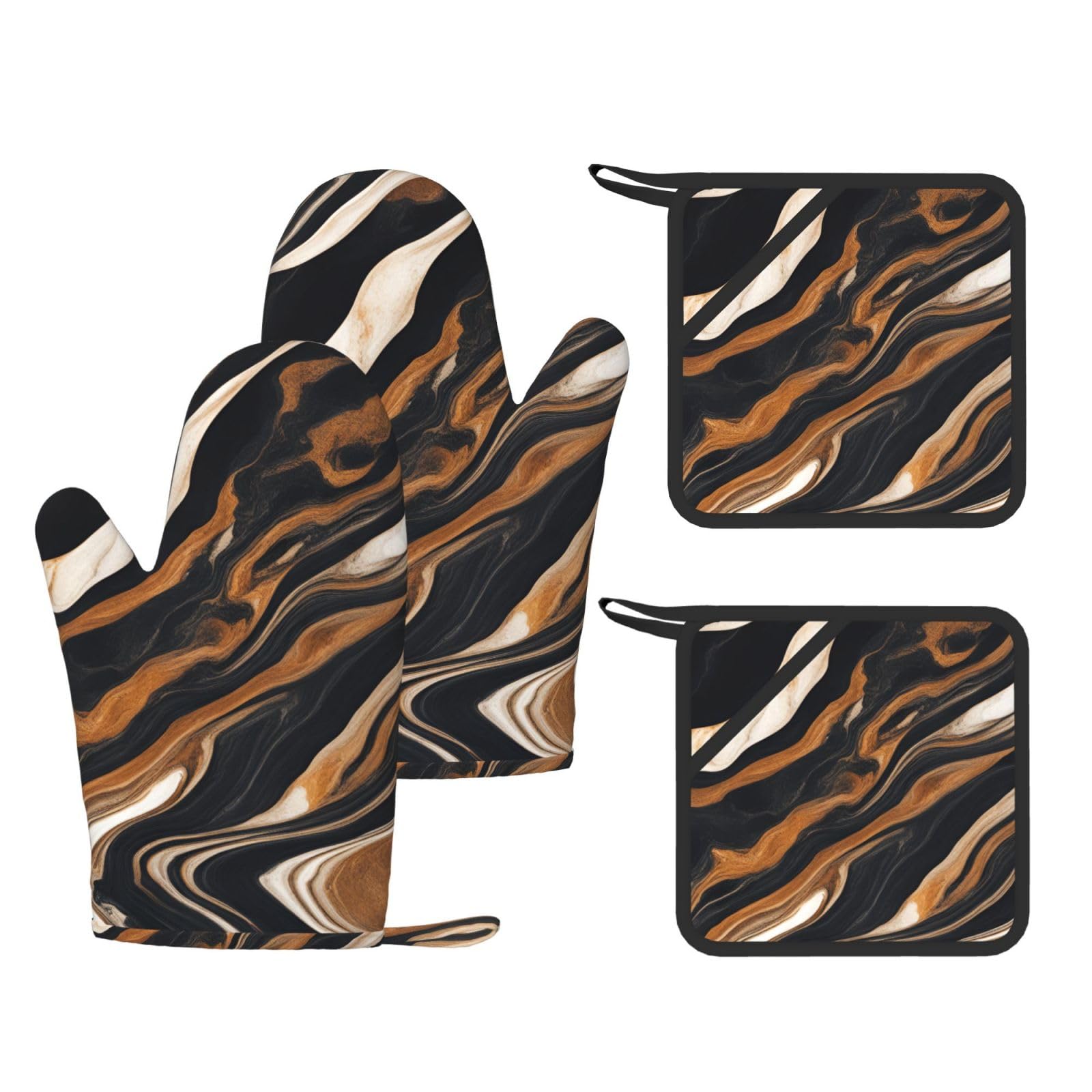 Gants résistants à la chaleur et anti-brûlure marbre abstrait pour four