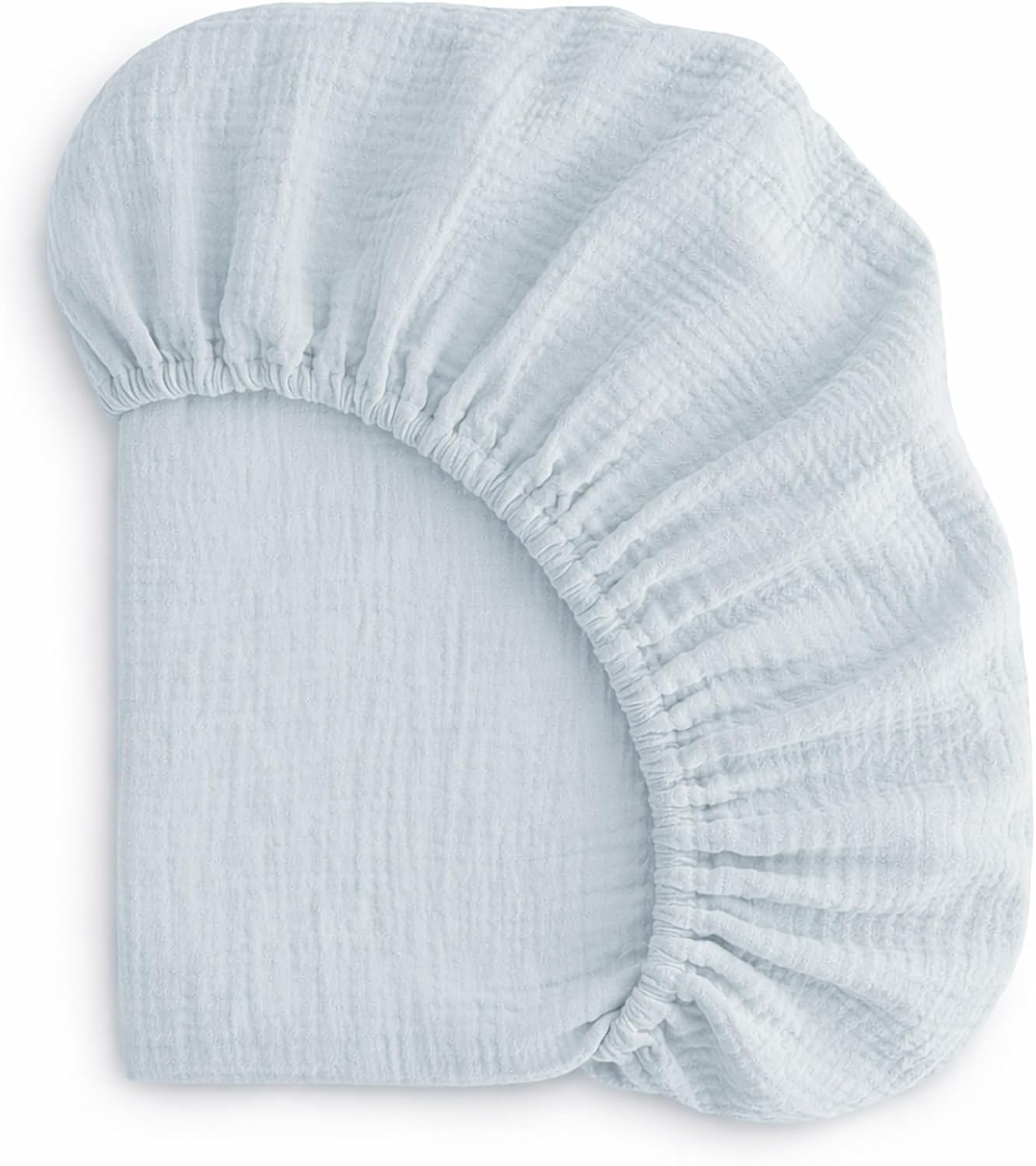 Ababy Custom Size Baby Fitted Sheet – Muslin Cotton for Bassinet, Crib, Cradle & Toddler Mattress – Soft Breathable Fabric, 360° Elastic, Machine Washable, Multiple Colors (Baby Blue)