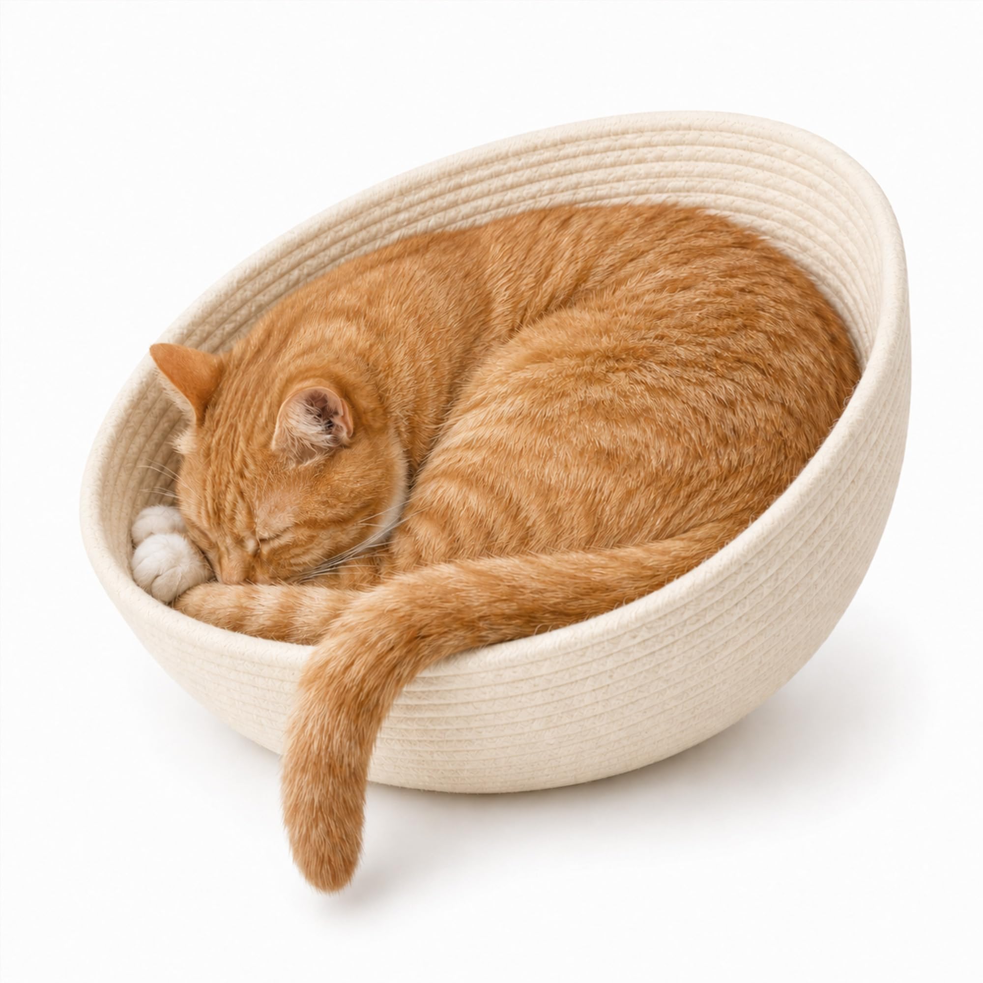BonHautier 11.8 in Off White Cotton Rope Cat Bed Mat & Capsule Bed Liner