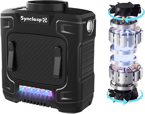 Miniatura 9 de Ventilador de cintura – Ventilador portátil con clip de cinturón con batería de 10000 mAh, tiempo de trabajo 24 horas, 3 velocidades, luz LED SOS,