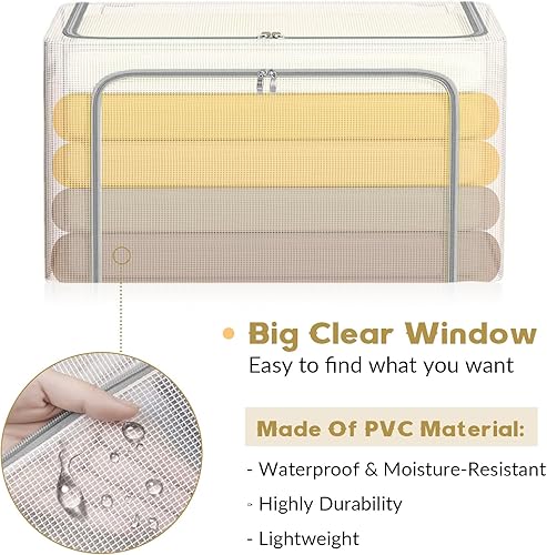 Miniatura 2 de Organizadores y almacenamiento plegables para armario, bolsa de almacenamiento de ropa transparente con asa para dormitorio, armario, ropa, edredón,