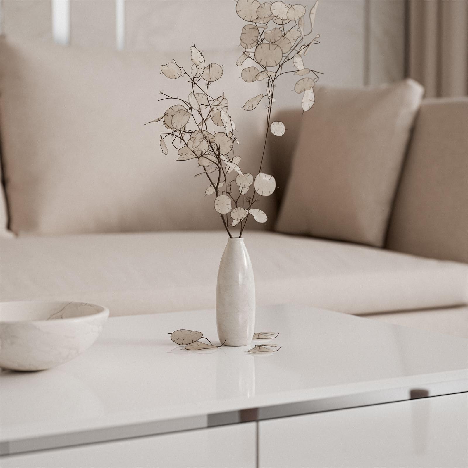 Lookway Couchtisch Aurora Silver mit Stauraum, silberner Dekorleiste und passenden Füßen – Modernes Wohnzimmermöbel (schräge Silber Chrom Beine)
