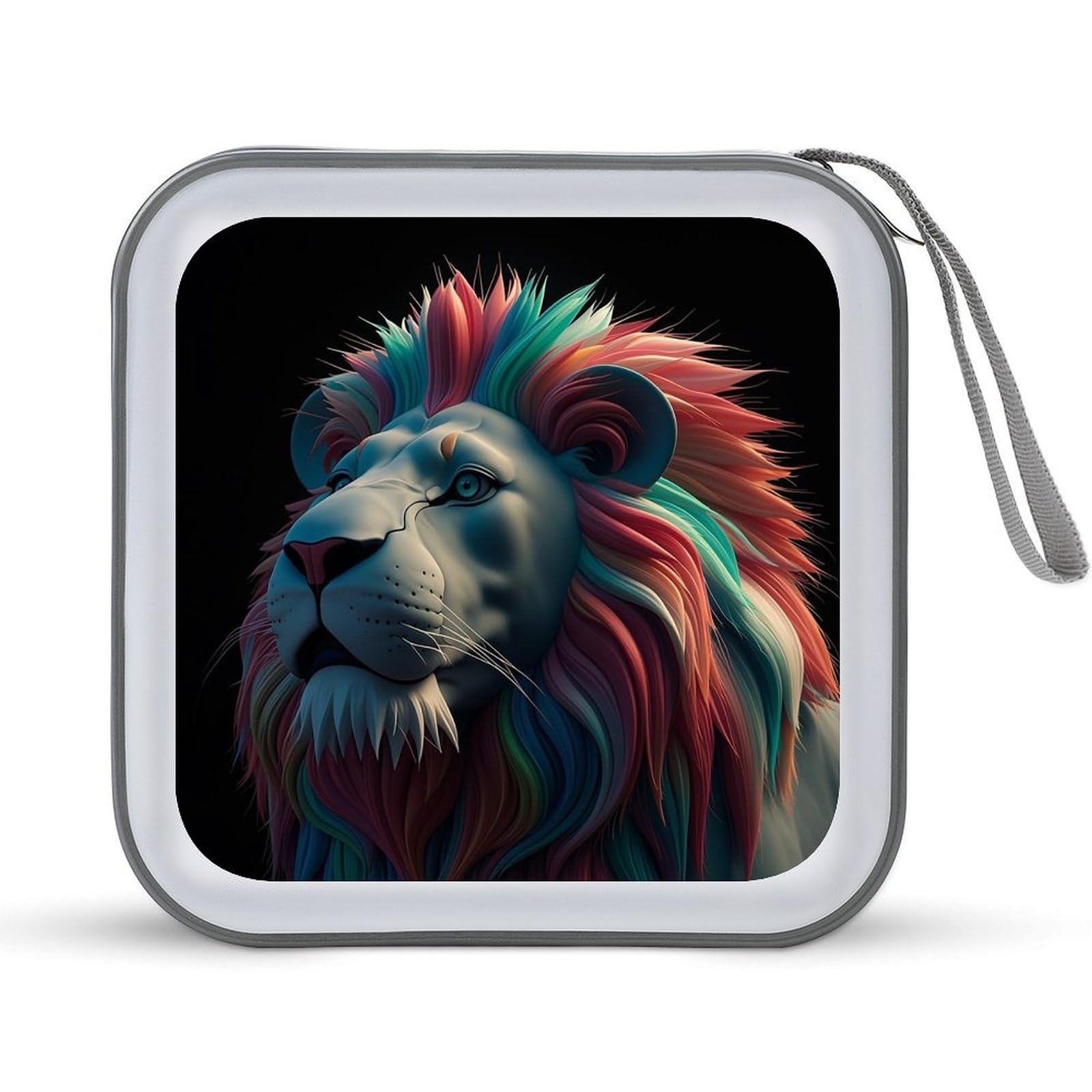 FekiLoot Abstract 3D Art Lion CD Case Portable DVD Case Holder Large Storage Disc Wallet Bag 40 Capacity Hard Plastic Disc Cases Storage Binder DVD Case Wallet for Car Home Travel