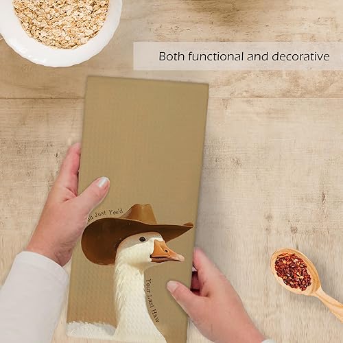 Miniatura 4 de Toallas de cocina de ganso de vaquero occidental, diseño vintage de gansos divertidos con texto en inglés "You Just Yee'd Dish Hand Teat", toalla