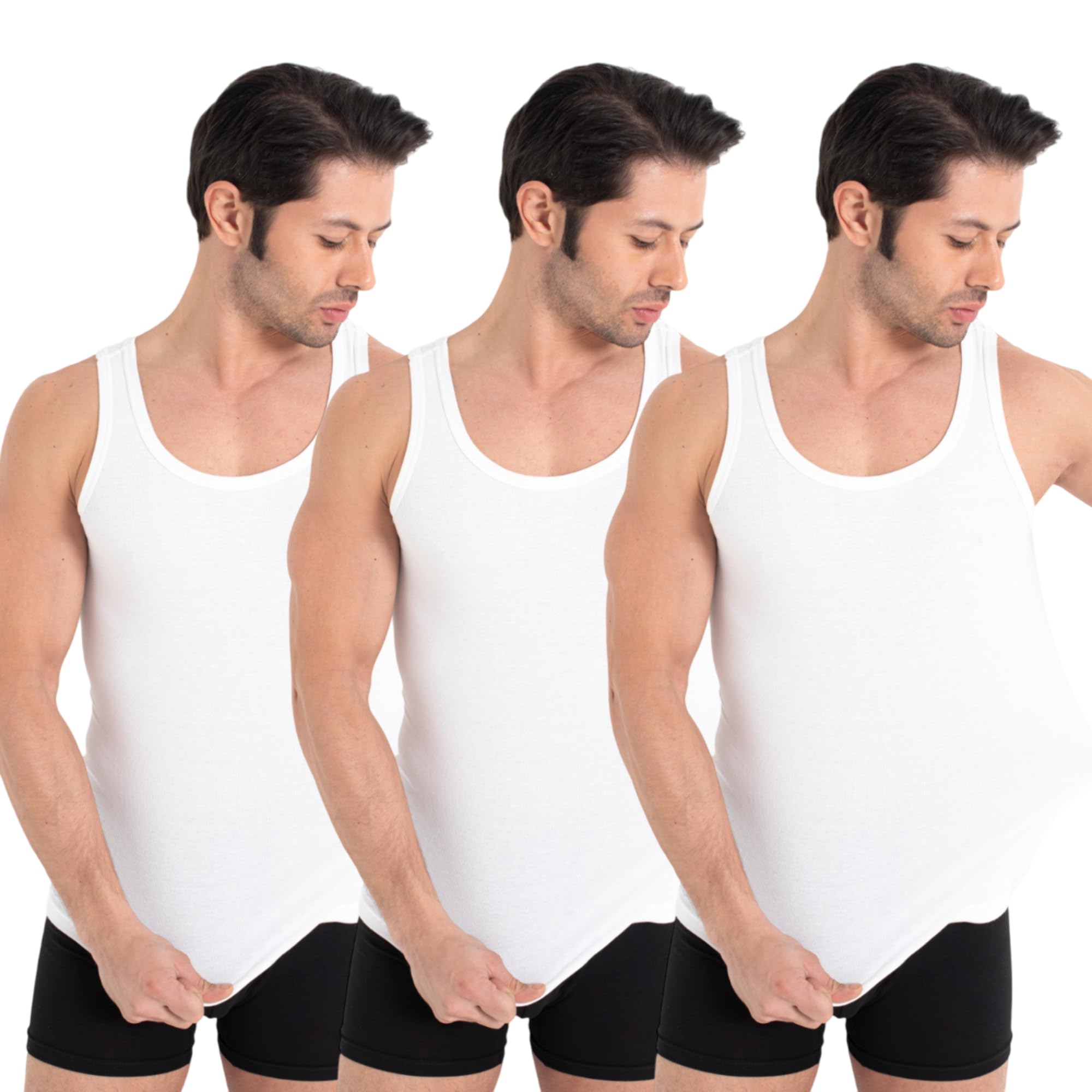 UNDEREA Unterhemd Herren – 100% Baumwolle Feinripp, atmungsaktiv & weich | Tank Top Herren | 3er/5er Pack (S, 3 x Weiss)