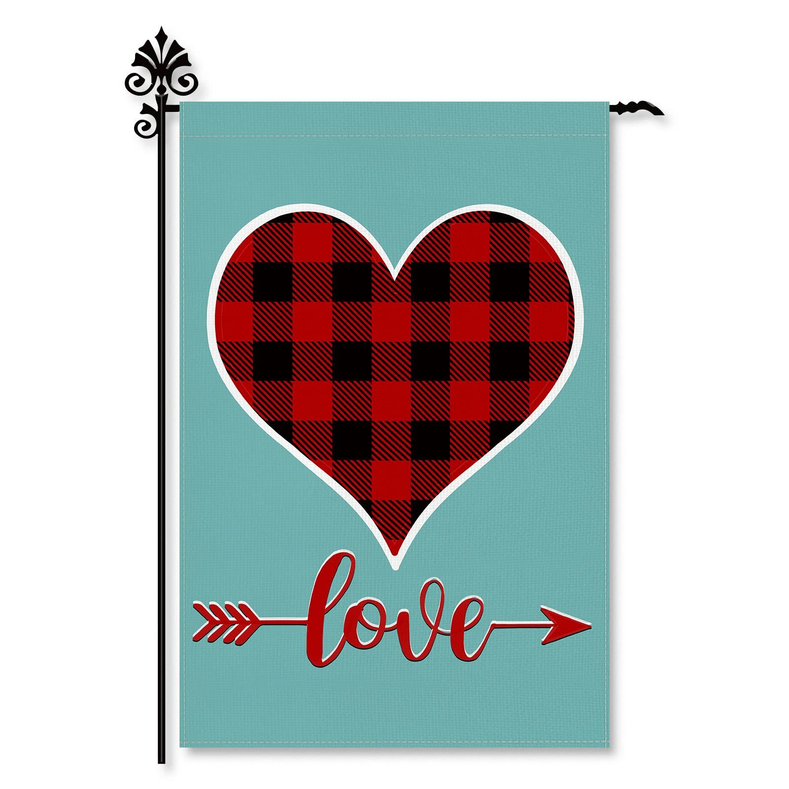 Outdoor Valentines Day Garden Flags - Vintage Red Heart Love Home Outside Decorative Banner (Love C)