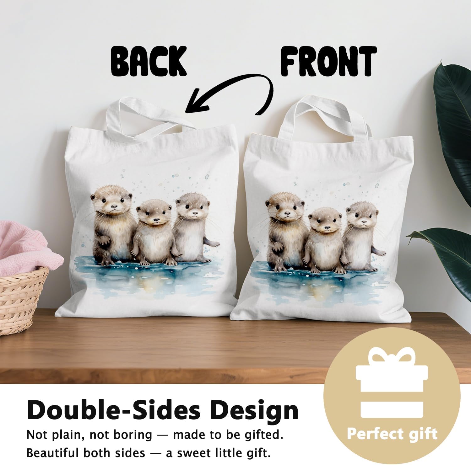 Baby Otter Cute Tote Bag for Women Teens Girls, Sea Otter Gifts, Cute Canvas Tote Bag for Women Girls Otter Lovers, Reusable Grocery Bags Shopping Bags - Image 7