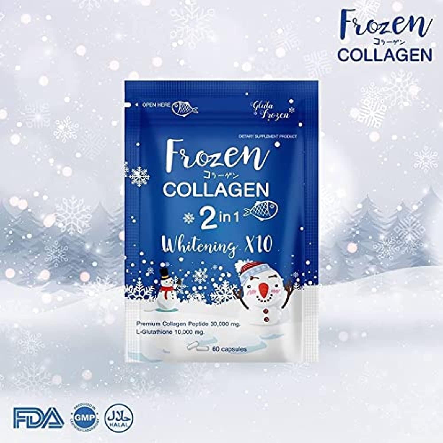 GLUTA FROZEN Frozen Collagen 2 in 1 Premium Peptide & Glutathione (60 Capsules)