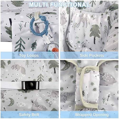 Miniatura 87 de Funda negra para carrito de compras para bebé, funda para silla alta 2 en 1 con arnés de seguridad, fundas multifuncionales con patrón de margaritas