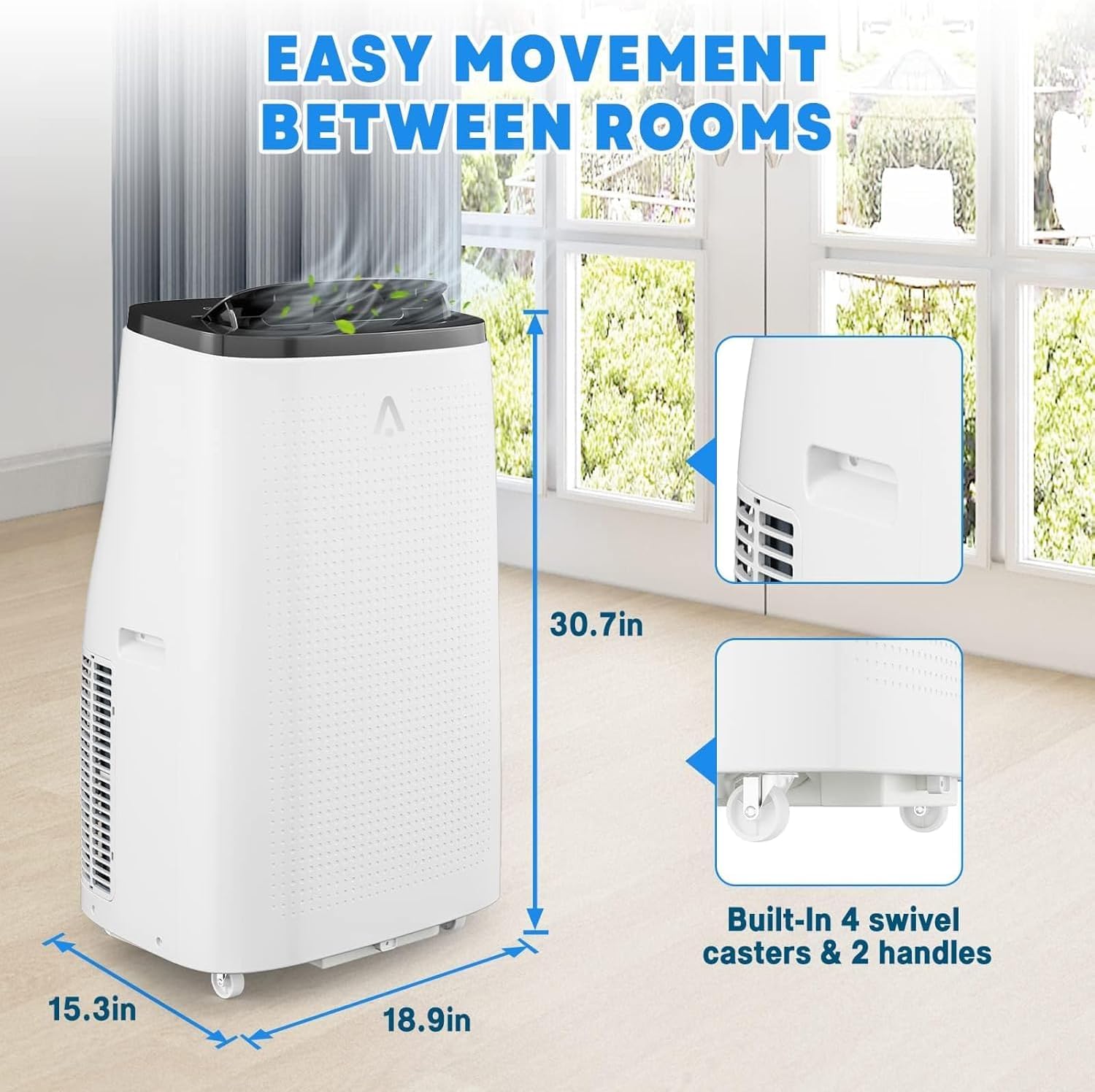 14000 BTU Portable Air Conditioner for Rooms up to 750 Sq.Ft, 3-in-1 AC Unit with Dehumidifier & Fan, Quiet Portable AC with Remote, Sleep Mode, 24H Timer, Easy Install for Home, Office, Large Room