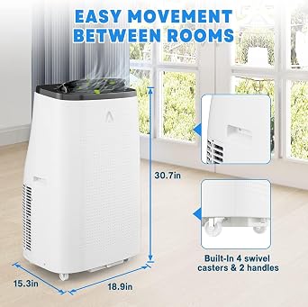 14000 BTU Portable Air Conditioner, 3-in-1 Portable AC Unit Cools Up to 750 Sq.ft, 24H Timer, Portable Air Conditioner with Cool, Fan, Dry, Energy Efficient for Large Room, Office, Garage