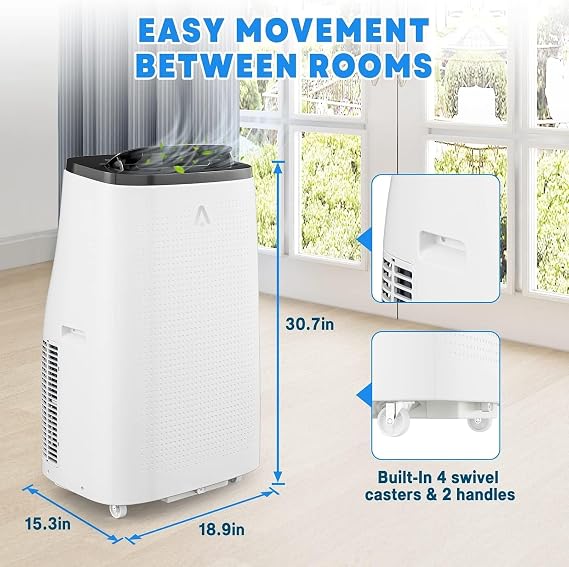 14000 BTU Portable Air Conditioner, 3-in-1 Portable AC Unit Cools Up to 750 Sq.ft, 24H Timer, Portable Air Conditioner with Cool, Fan, Dry, Energy Efficient for Large Room, Office, Garage