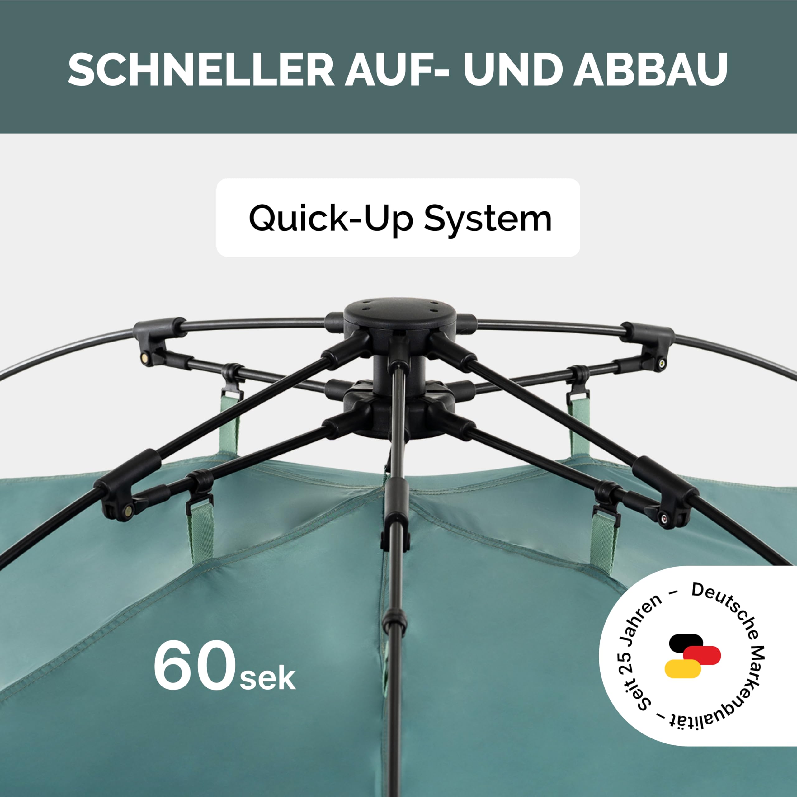 JUSTCAMP Havanna Zelt 3 Personen wasserdicht - Schnellaufbau (Quick-Up-System) - geräumiges Kuppelzelt (210 x 190 x 130 cm) - für Festival, Camping, Trekking